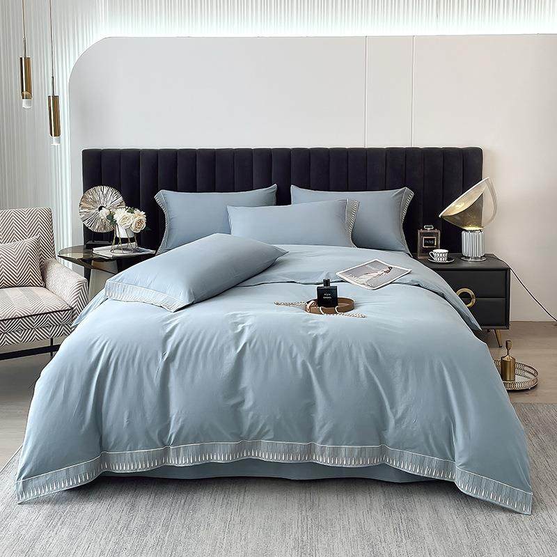 A类母婴级全棉水洗棉刺绣四件套纯色纯棉床单床笠款家用床上套件,收纳整理,烫衣板及配件,淘宝优惠券,粉丝福利购,淘宝优惠卷