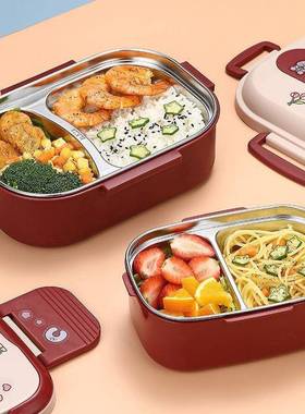 86M0304不锈钢分格饭盒一体儿童小学生专用保温餐盒防摔防漏微波