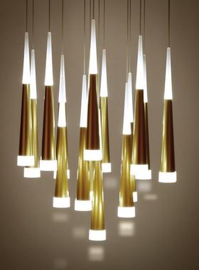 后现代简约吊灯轻奢客厅锥形流星雨led灯个性旋转流星雨楼梯灯