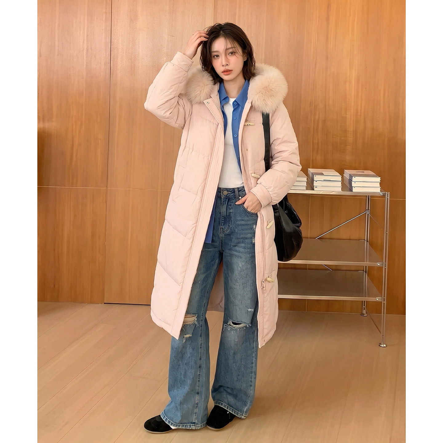 SIYU斯羽90白鸭绒连帽羽绒服女