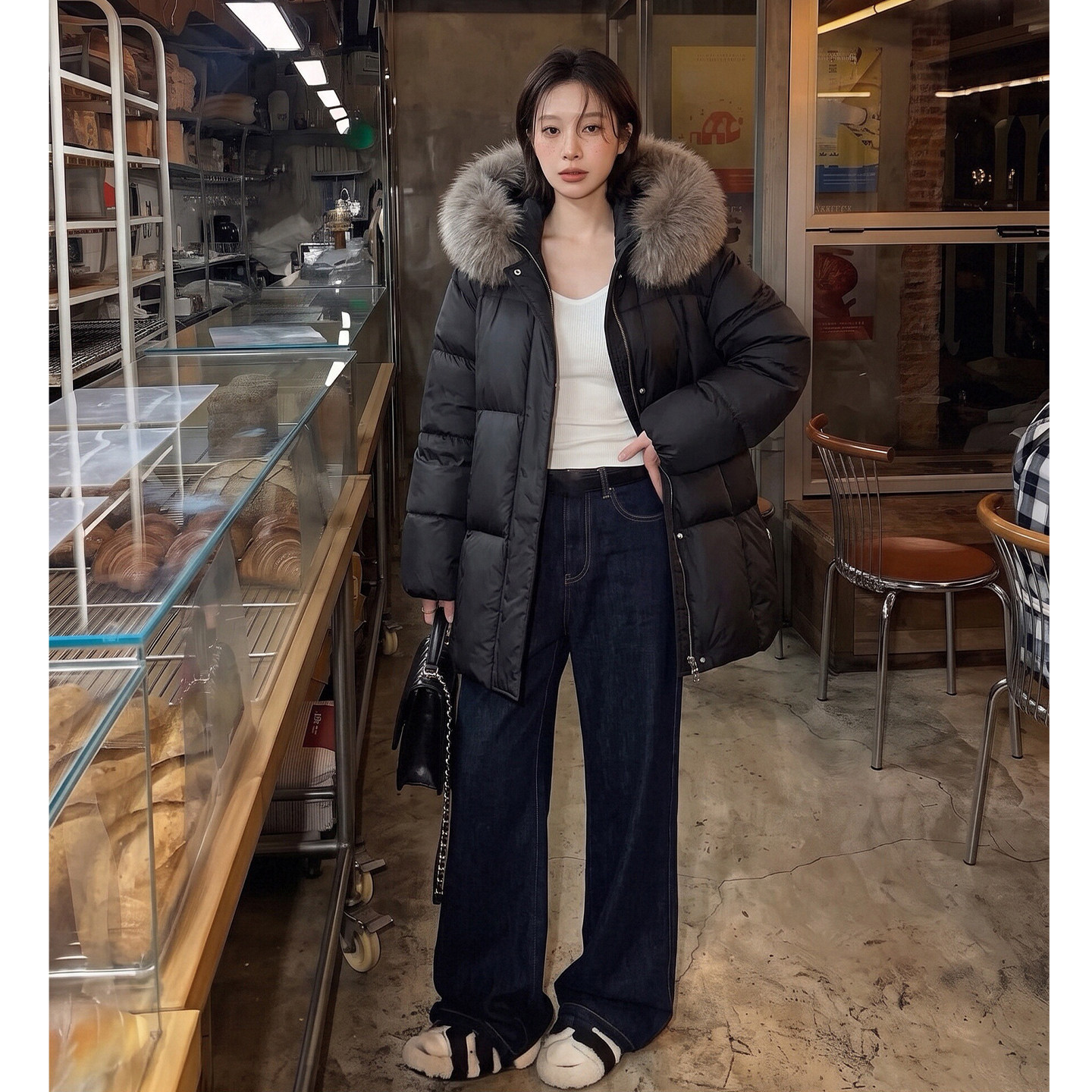 SIYU斯羽90白鸭绒设计感羽绒服女