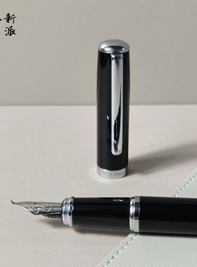 新派0962钢笔美工笔铱金笔全金属笔杆加粗低重心重手感初学者练字成人硬笔书法美工弯尖经典黑色外观简约大气