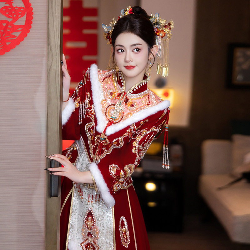 冬季加厚新娘秀禾服2026新款中式结婚礼服婚服显瘦敬酒服龙凤褂