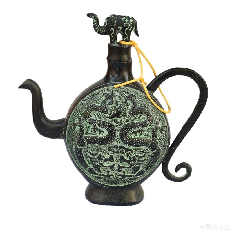 仿青铜酒壶合金酒壶做旧双龙酒壶摆件收藏品商务馈赠工艺品摆件