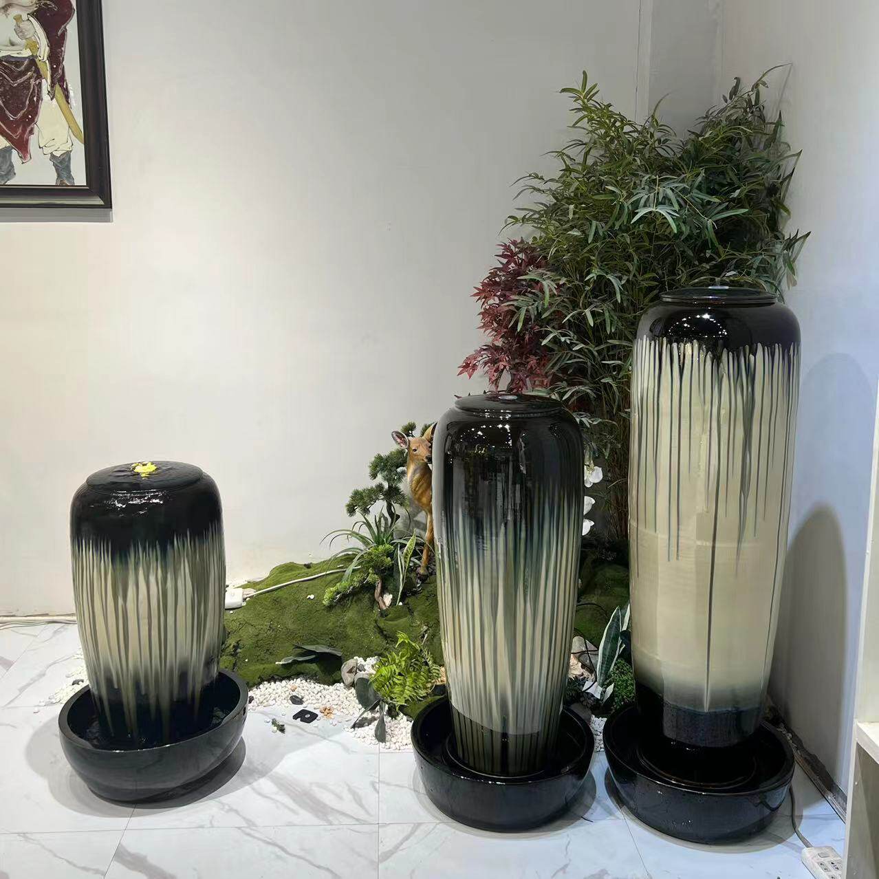 景德镇陶瓷器招财流水摆件创意喷泉循环加湿器家居办公室开业礼品