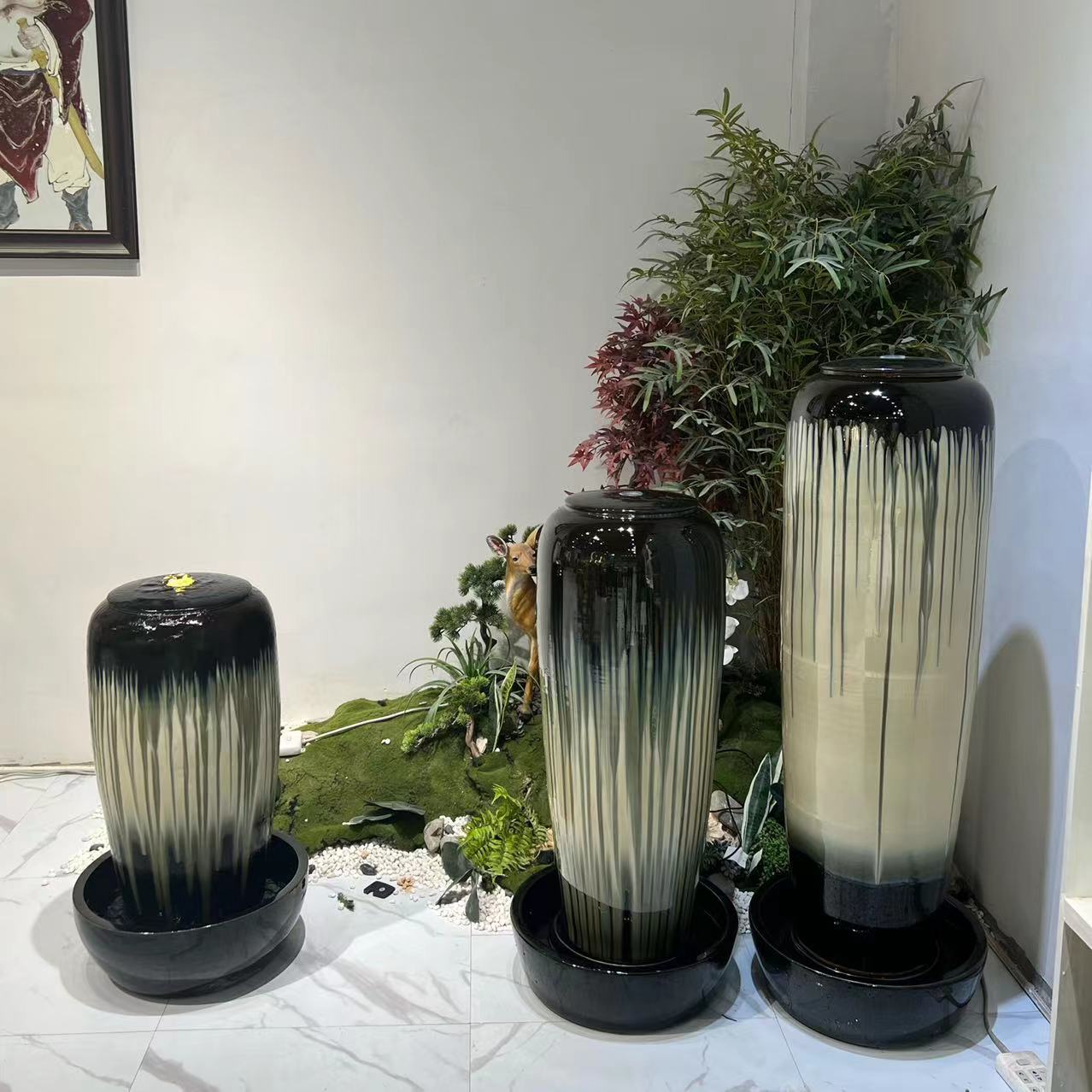 景德镇陶瓷器招财流水摆件创意喷泉循环加湿器家居办公室开业礼品
