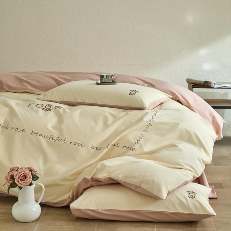 2025新款亲肤水洗棉刺绣四件套被套床单床笠款学生宿舍单双人