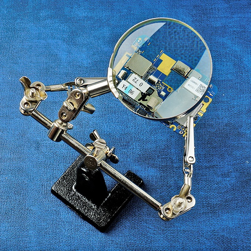 台式放大镜维修用5倍玻璃片金属支架电路板焊接工作台辅助夹工具