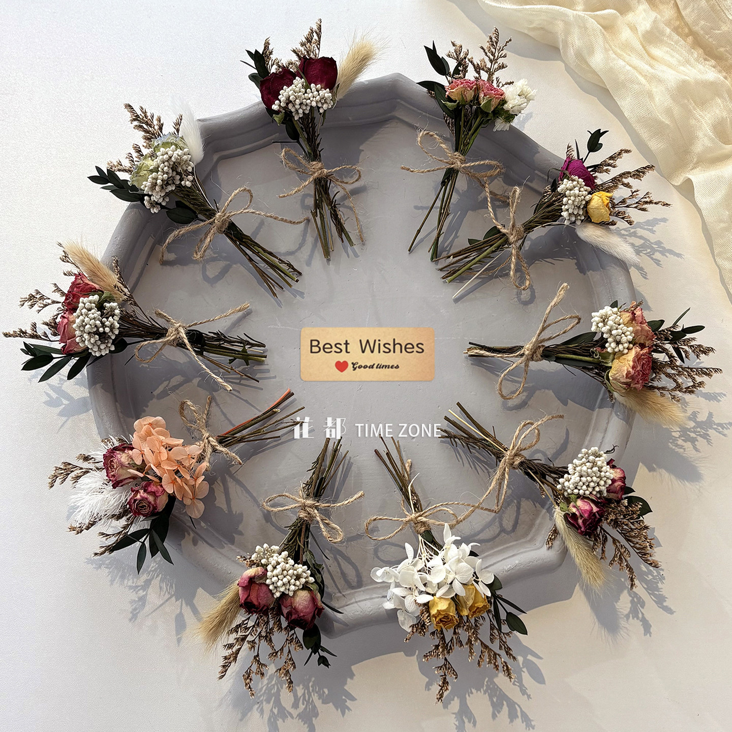 玫瑰迷你麻绳干花束壁挂插花图片