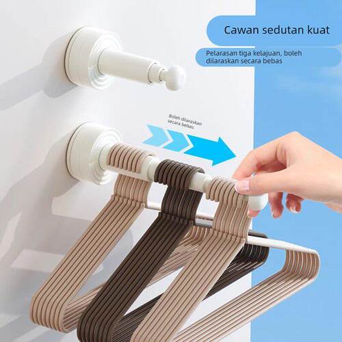 吸盘衣架收纳神器可伸缩壁挂免打孔收纳架多功能衣柜门后伸缩挂钩