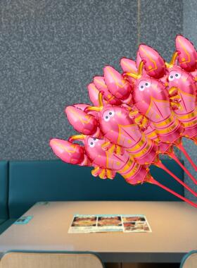 小龙虾铝膜气球桌牌立柱排档海鲜馆店铺餐厅装饰桌飘饭店布置活动