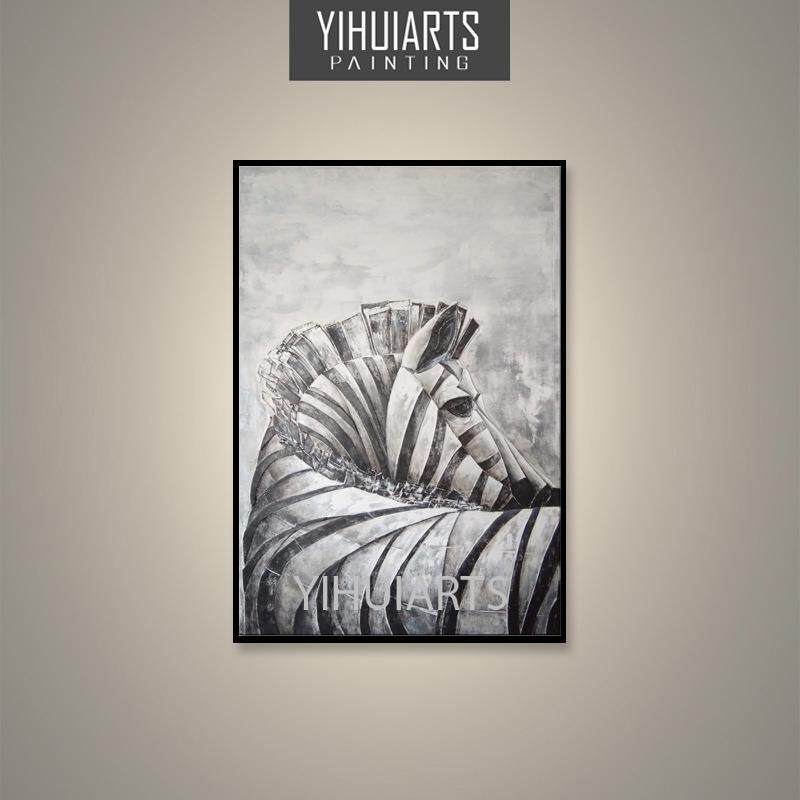 YIHUIARTS直销纯手绘马儿-堡垒题材书房玄关装饰油画挂画
