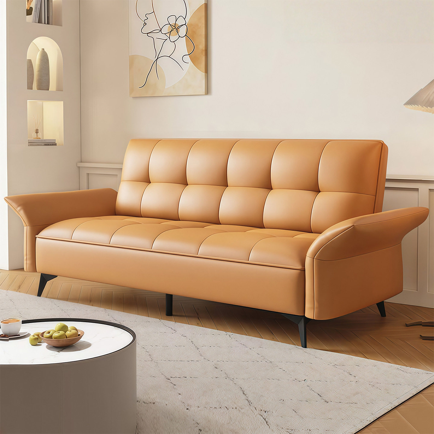 2026新款客厅小户型沙发布艺单双人出租房公寓卧室沙发床折叠两用