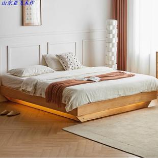 北欧全实木床橡木气压箱体榻榻米床简约落地储物床无床头悬浮床