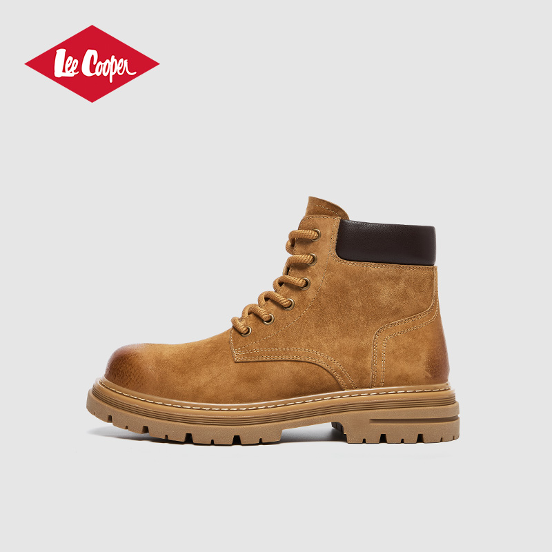 Lee Cooper户外休闲马丁靴男款2025新款秋冬复古绒面软底增高靴子