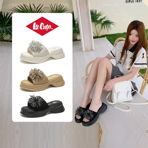 Lee Cooper2026新款拖鞋女外穿夏厚底增高时尚沙滩凉拖一脚蹬女鞋