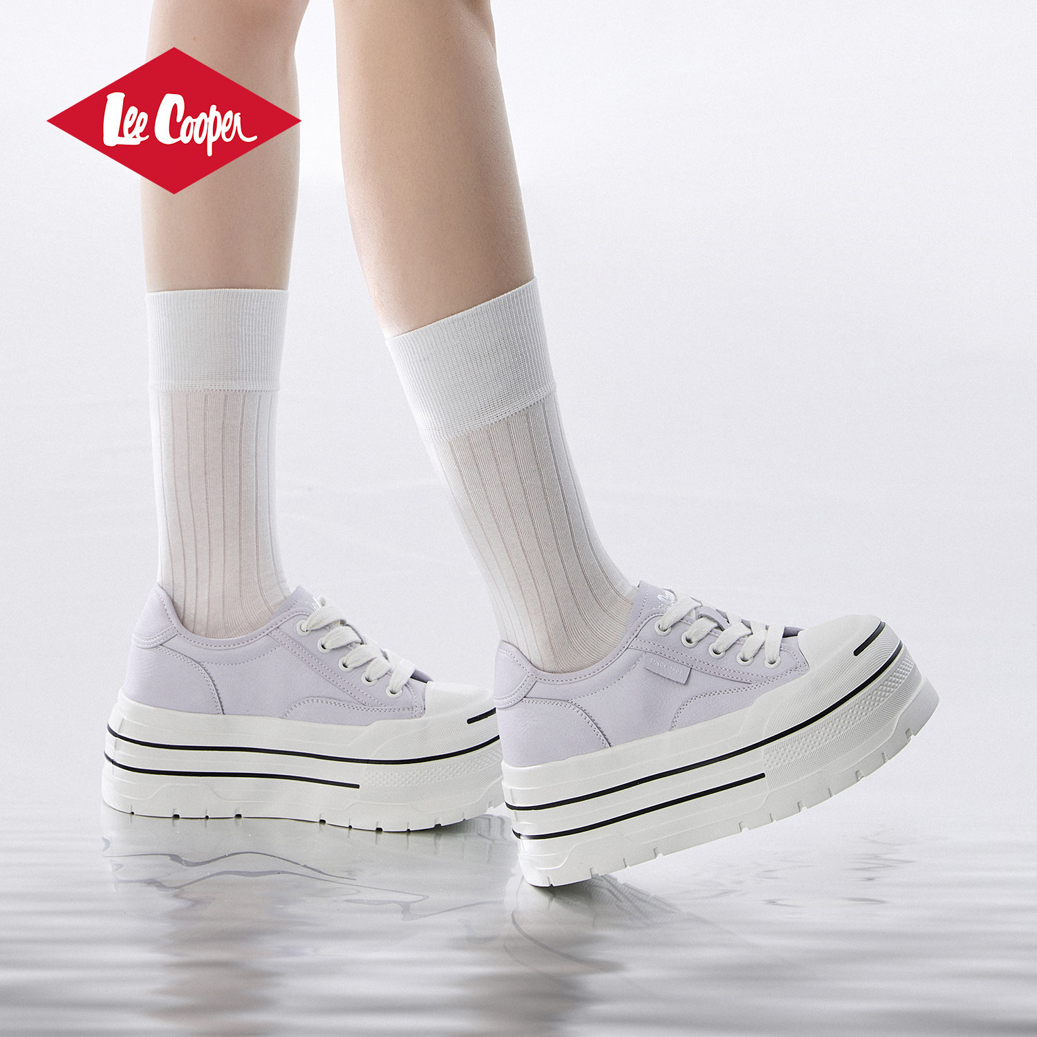 Lee Cooper厚底鞋板鞋女款2026新款春季轻便百搭增高鞋