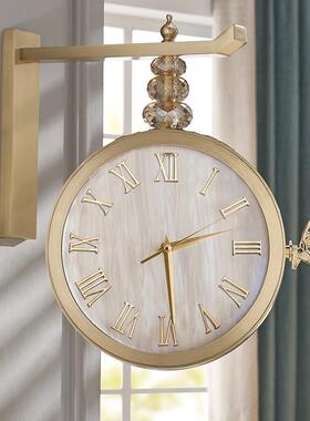 简约双面挂钟家用客厅北欧两面钟表客厅创意简约静音钟18005