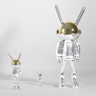 现代轻奢家居电镀银色卡通外星人大雕塑落地摆件高档网红店装饰品