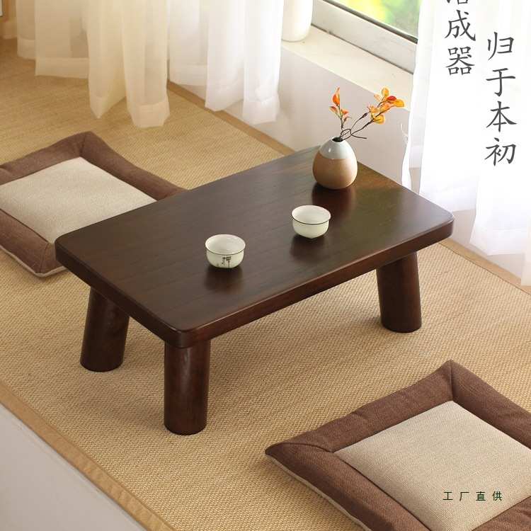 飘窗小桌子放在飘窗上的小桌子飘窗台小茶桌炕桌实木飘窗禅意茶桌