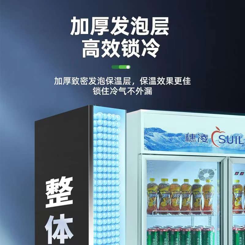 穗凌冰柜商用立式双门三门风冷啤酒饮料柜冷藏水果保鲜超市展示柜