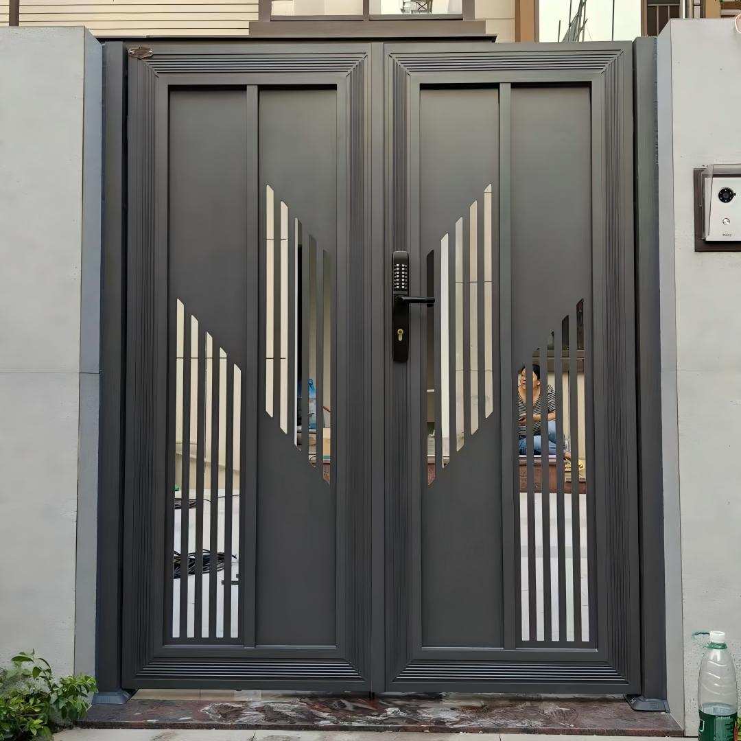 欧式铝合金庭院大门 别墅花园门自建房门楼铝艺院子门电动对开门