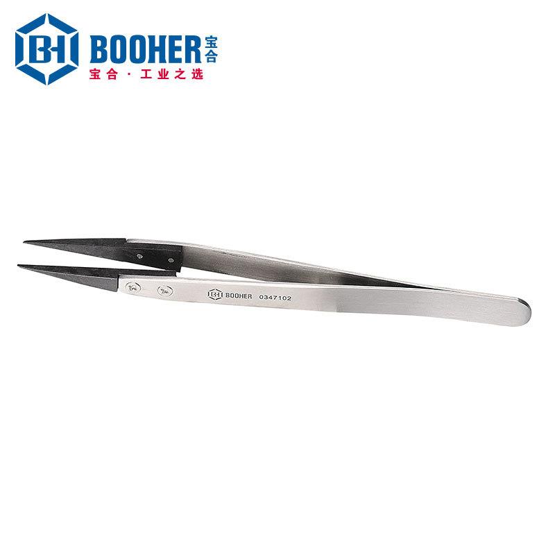 宝合Booher 防静电碳纤维尖头镊子130MM