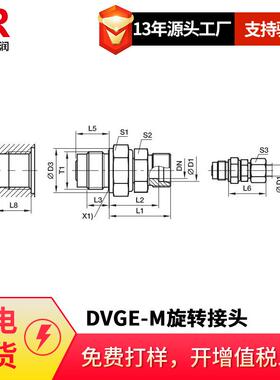 倍润DVGE-M端直通滑动轴承旋转接头公制螺纹-ED密封/EO 24°锥