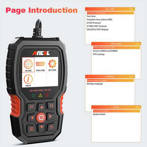 ANCEL HD601 重型卡车诊断扫描仪 OBD2柴油卡车扫描仪工具 海外版