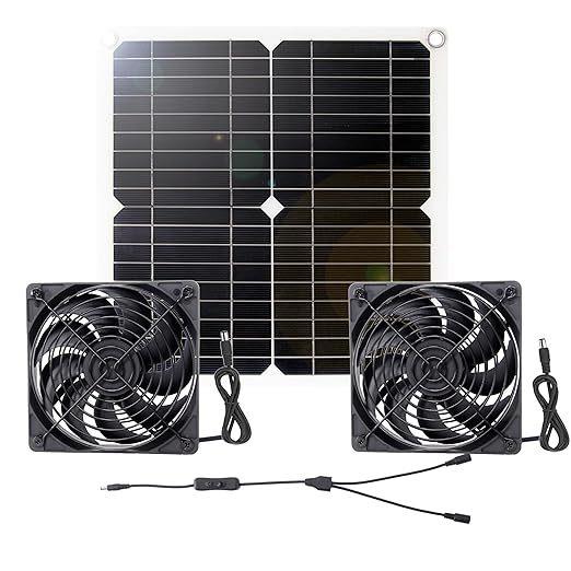 20W单晶硅柔性太阳能板排气扇套件太阳能光伏板一拖二风扇