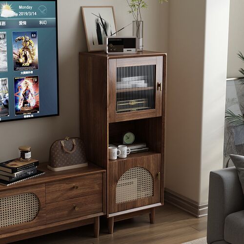 复古电视柜边柜客厅收纳柜沙发旁置物柜小型储物柜整装小立柜角柜