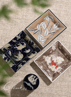 契阔家居 杜乐丽花园全手工陶瓷收纳系列新中式复古瓷盘家居饰品