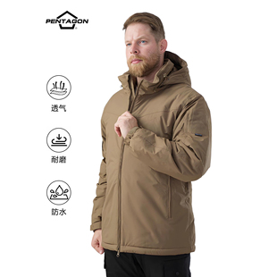 五角战术Pentagon Logan 户外徒步登山可收纳立领帽檐战术棉服