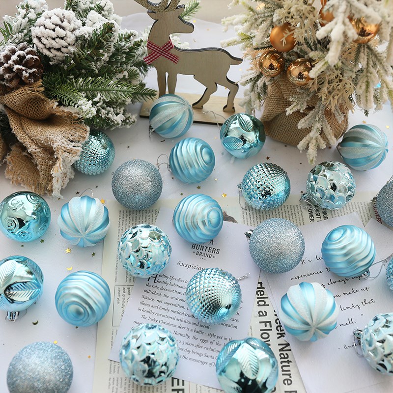 圣诞树装饰彩i球亮光6cm蓝色挂饰吊饰球圣诞圣诞节装饰品