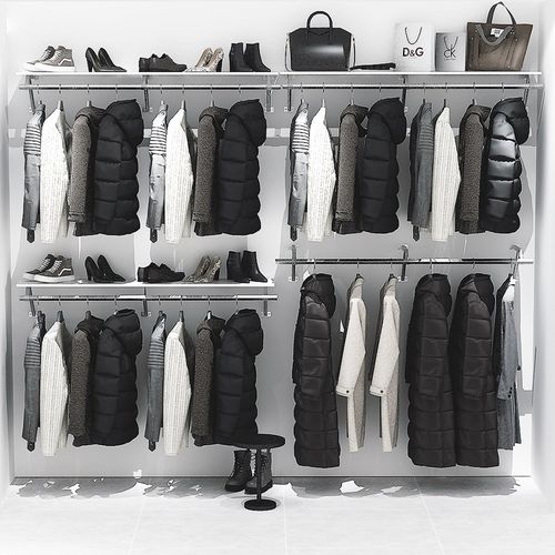 壁挂式卧室衣帽间步入式衣橱简约不锈钢挂衣架收纳架砌墙衣柜挂架