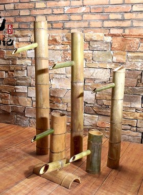 竹流水竹管翠竹管子手工制作w流水竹筒立式搭配台式竹子鱼缸小水