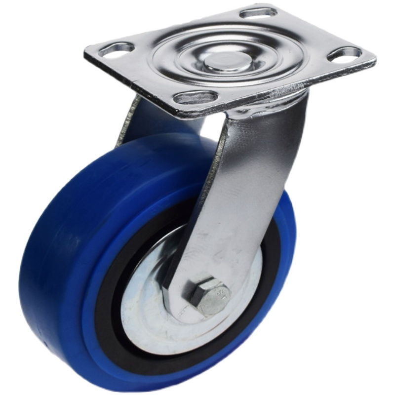 手推车工业e脚轮4寸5寸6寸8寸TPR橡胶万向轮静音耐磨转向滑轮转向