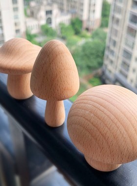 实木摆件日系可爱蘑菇手工装饰品精致小树现代简约柜子搁板装饰物