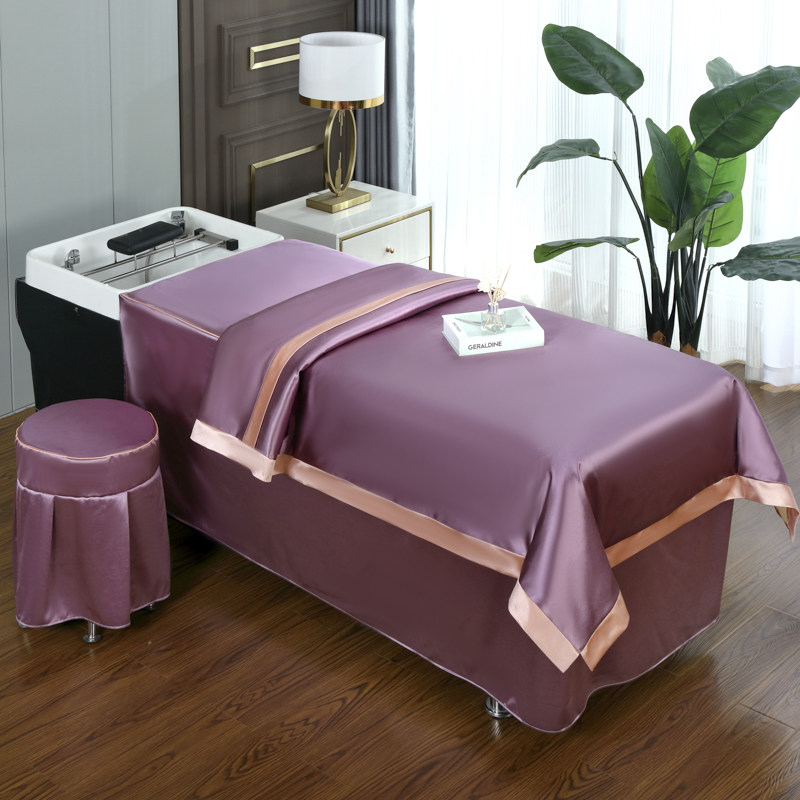 泰式洗头床罩美容院理发店养发馆专用推拿按摩熏蒸四件套纯色定做