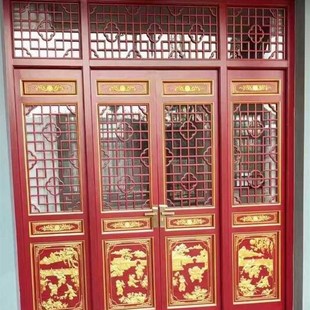 复古窑洞门窗仿古门窗老旧木门庭院对开门镂空实木大X门花格门定