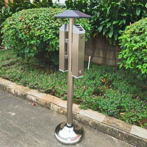 户外立式烟灰柱商用吸烟区烟灰桶室外落地不锈钢熄烟柱烟蒂桶定制