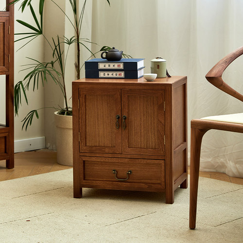 小型边几角几实木茶柜茶水柜茶室C边角柜床头柜子新中式斗柜收纳