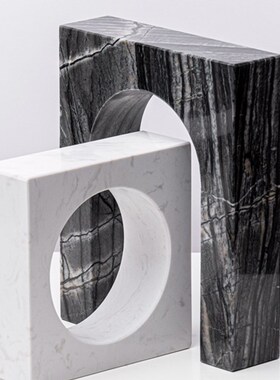 现代轻奢天然大理石装饰摆件样板间茶几桌面拱形几何家居摆设品