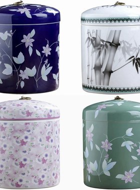 陶瓷储物b罐厨房油罐带盖调料酱料装白糖茶叶罐密封家用白色中药