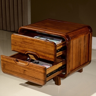 乌金木床头d柜带抽屉床边柜卧室储物柜自吸阻尼新中式现代实木家