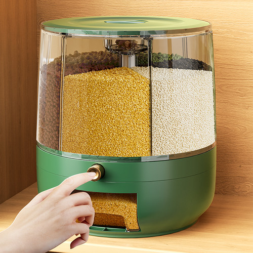 米桶家用五谷杂粮收纳盒旋转防虫防潮密封分格装大米储存罐储米箱