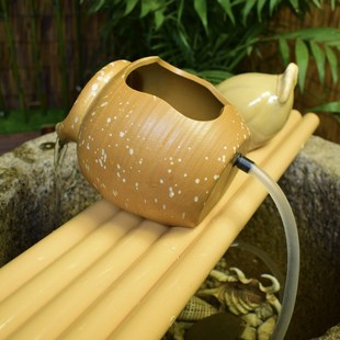 古法养鱼缸装饰造景陶罐复古流水循环摆件陶瓷罐子过滤缺口倒花瓶