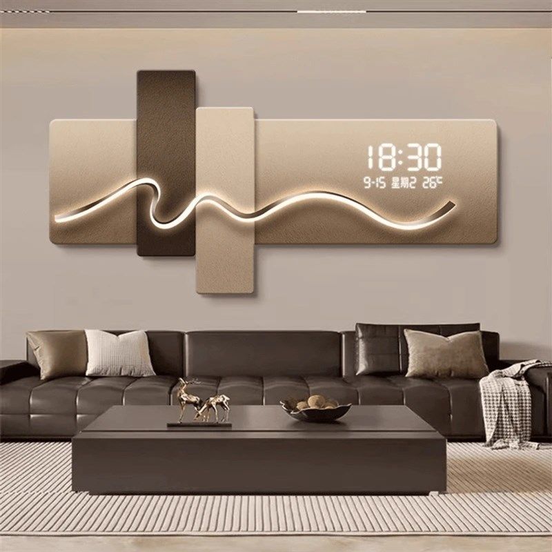 现代简约钟表挂钟客厅装饰画2024年新H款创意电子钟数显表挂墙时