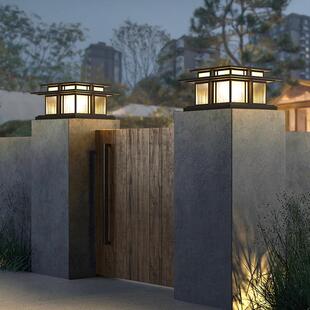 顺馨太阳能柱头灯户外太阳能门柱灯新中式庭院灯别墅大门围墙柱