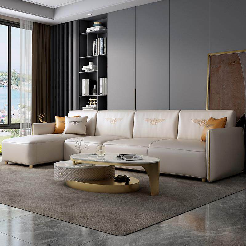 北欧轻奢真皮沙发后现代简约客厅大小户型单双人三人贵妃组合沙发